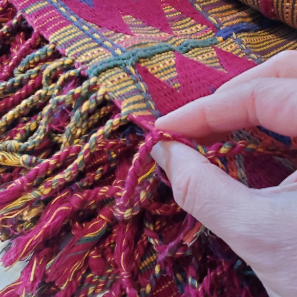 Vintage Handwoven Tribal Nigerian Kente Cloth Textile, Red Yellow Green - Picture 3 of 11